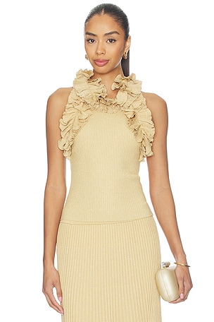 Luna Metallic Ruffle Tank Zimmermann