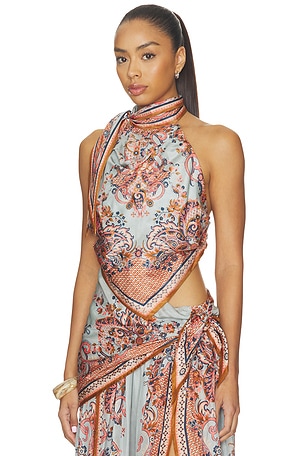 Zimmermann Aster Scarf Bodice Top in Baby Blue