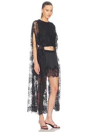 Zimmermann Valiant Lace Caped Top in Black
