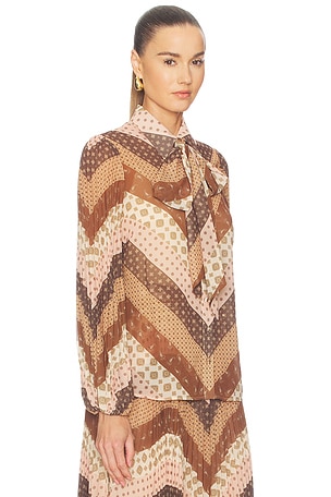 Zimmermann camisa con cuello sunray en color marrón
