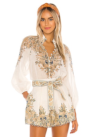 green emerald velvet dress Zimmermann Freja Shirred Long Dress Jadore Paisley main image 0