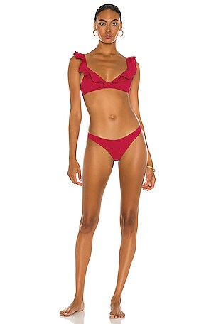 Zimmermann Cassia Waterfall Frill Bikini Set in Red | REVOLVE