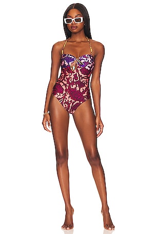 Zimmermann Tiggy Keyhole Tie Front One Piece in Spliced