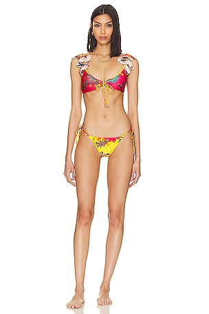 VERSACE Barocco Goddess Bikini Top in Mauvelous & Citron