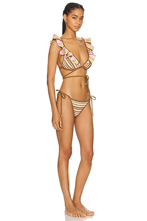 Zimmermann Golden Wrap Bikini in Brown