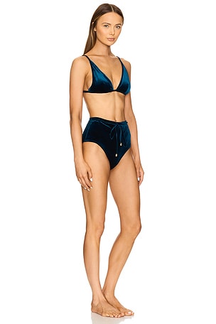 Zimmermann Tallow Velvet Triangle Bikini in Teal