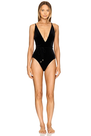 Tallow Velvet Plunge One Piece Zimmermann