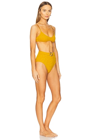 Zimmermann Acacia Textured Scoop Bikini in Mustard