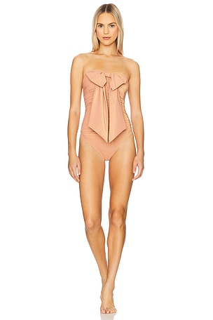 Coco Metallic Drape Bow One Piece Swimsuit Zimmermann
