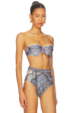 Zimmermann Wanderlust Scallop Balconette Bikini Top in Blue