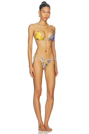 Zimmermann Patience Spliced Triangle Bikini Set in Blue,Beige