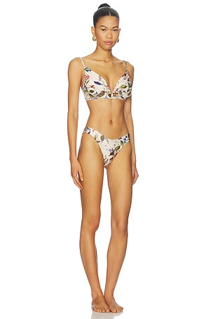 Zimmermann Patience Tuck Plunge Bikini Set in Beige
