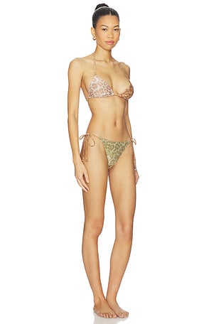 Zimmermann Awaken Metallic Triangle Bikini Set in Brown,Sage