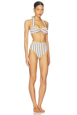 Zimmermann Daylight Twist Knit Bikini Set in Cream,Black