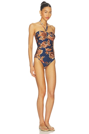 Zimmermann Aster Wide Link One Piece in Navy. Size 0 / XS. Also