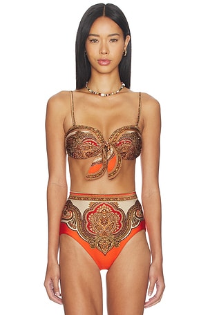 Zimmermann Mahon Scarf Tie Bikini Top in Tangerine