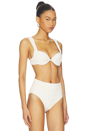 Zimmermann Roselight Drape Bikini Top in Cream