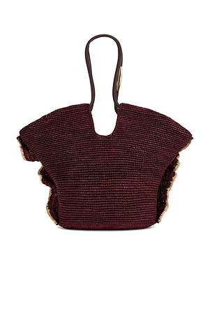 Zimmermann Goldentime Medium Ruffle Tote in Chocolate