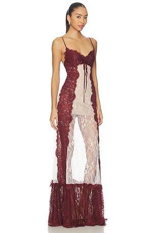 Zuleyha Kuru Uma Dress in Cream,Burgundy