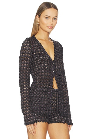 Zuleyha Kuru Eliza Top in Black, Metallic Silver