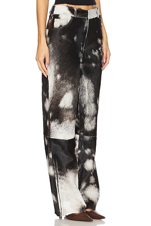 ZUT Straight Leg Cowhide Pants in Black
