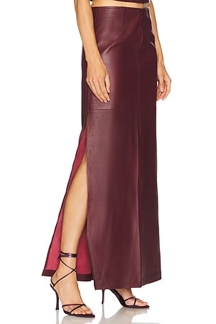 ZUT Laurel Leather Maxi Skirt in Burgundy