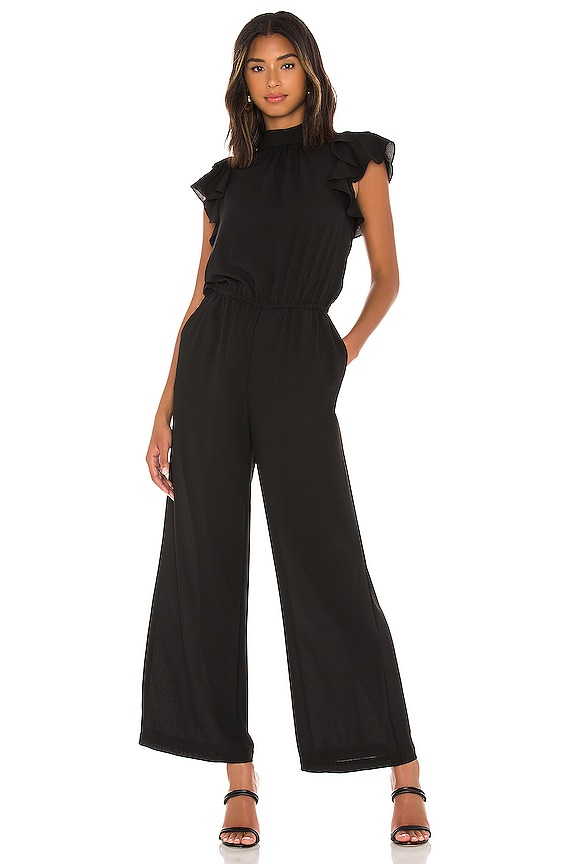 view 1 of 3 Flutter Neck Sleeve Jumpsuit in Rich Black