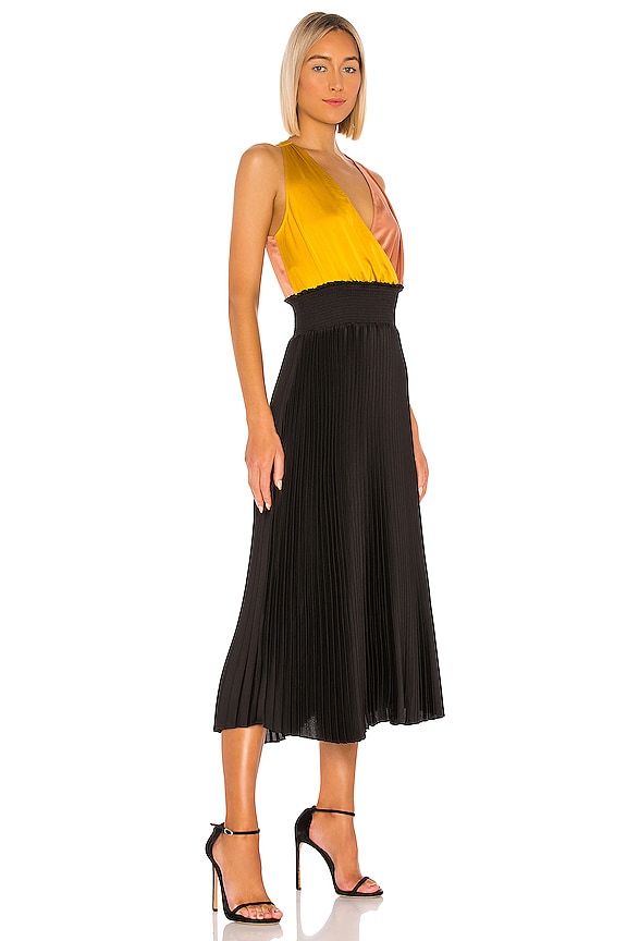 view 2 of 3 Colorblock Pleated Dress in Rich Black
