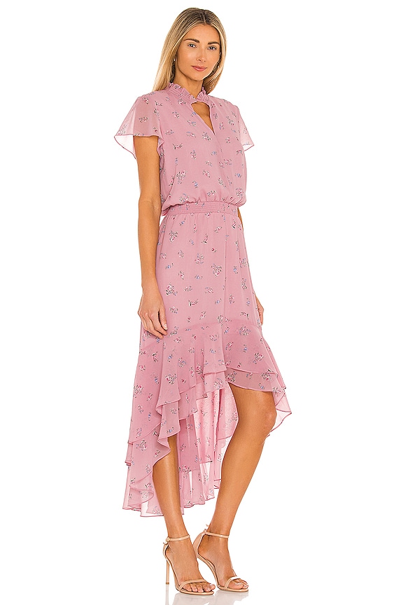 view 2 of 3 Split Neck High Low Dress in Petite Calico Roses