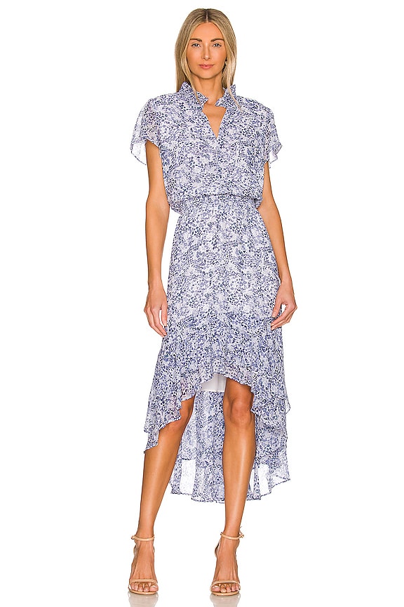 view 1 of 3 ROBE MI-LONGUE CHIFFON in White & Blue