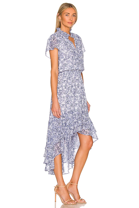 view 2 of 3 ROBE MI-LONGUE CHIFFON in White & Blue