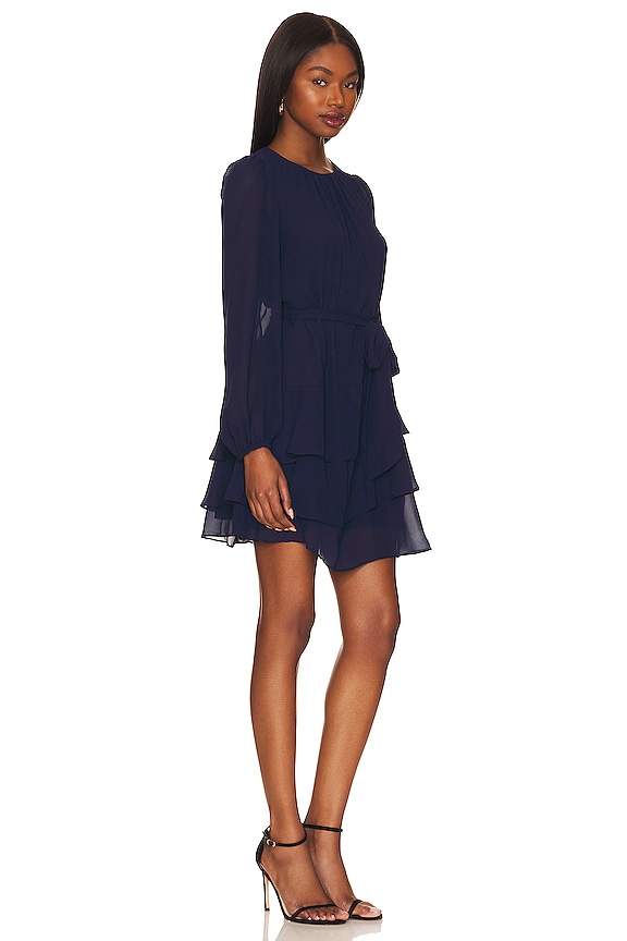 view 2 of 3 V Neck Ruffle Tiered Dress in Classic Navy