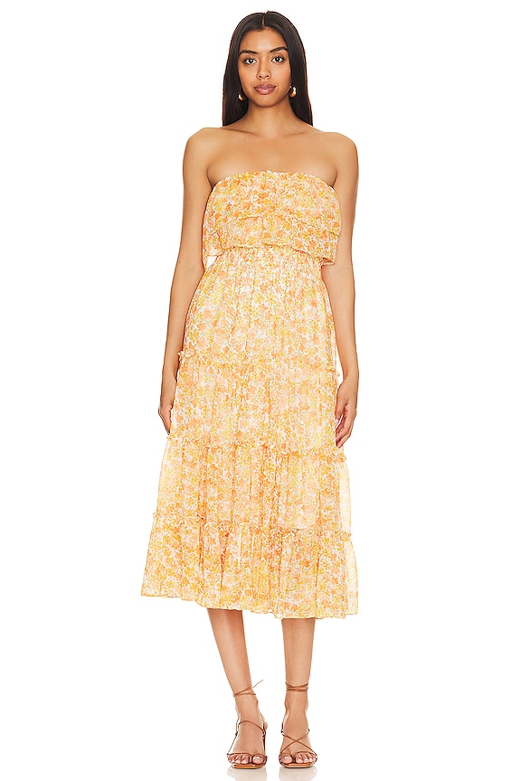 view 1 of 3 Strapless Ruffle Maxi Dress in Russett