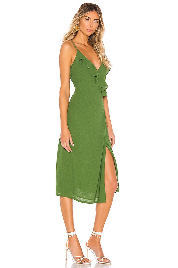 view 2 of 3 Spaghetti Strap Flounce Wrap Dress in Palm Leaf
