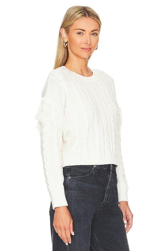 view 2 of 4 Fringe Sleeve Cable Sweater in Antique White