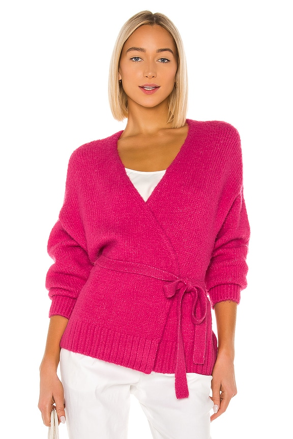view 1 of 5 Belted Jersey Stitch Cardigan in Rapture Pink