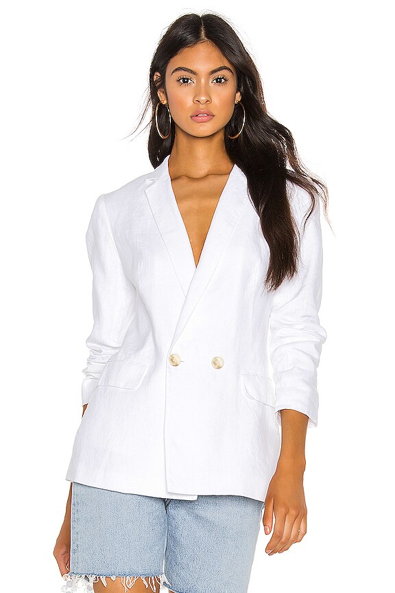 view 2 of 5 Relaxed Fit Linen Blazer in Ultra White
