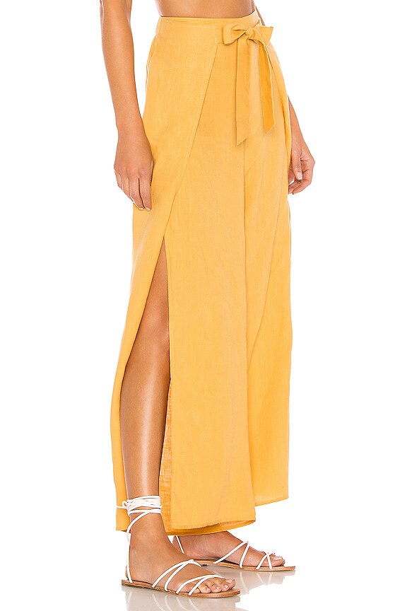 view 2 of 4 Tie Front Split Seam Wide Leg Pant in Gold Sun