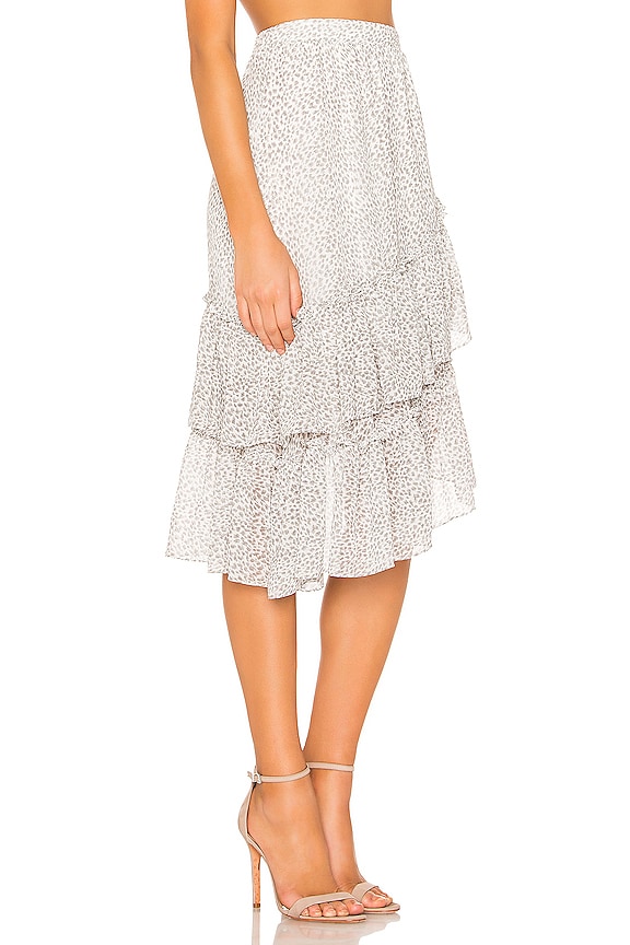 view 2 of 4 Tiered Asymmetrical Chiffon Midi Skirt in New Ivory