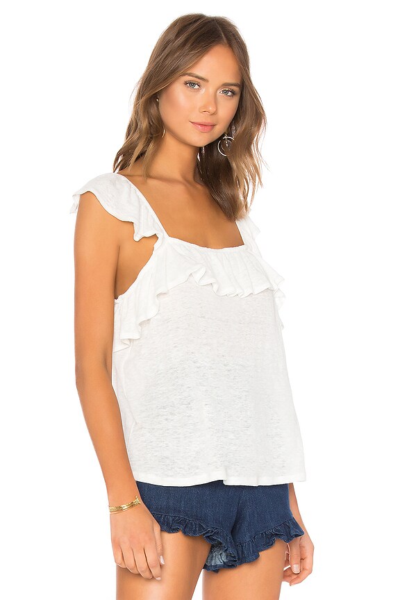 view 2 of 4 Ruffled Edge Square Neck Ruffle Top in New Ivory