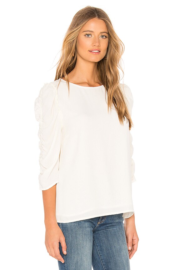 view 2 of 4 Long Sleeve Ruched Sleeve Blouse in Soft Ecru