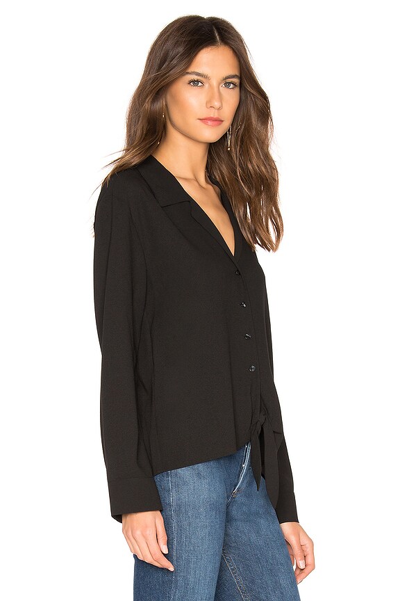 view 2 of 4 Long Sleeve Tie Front Top in Rich Black