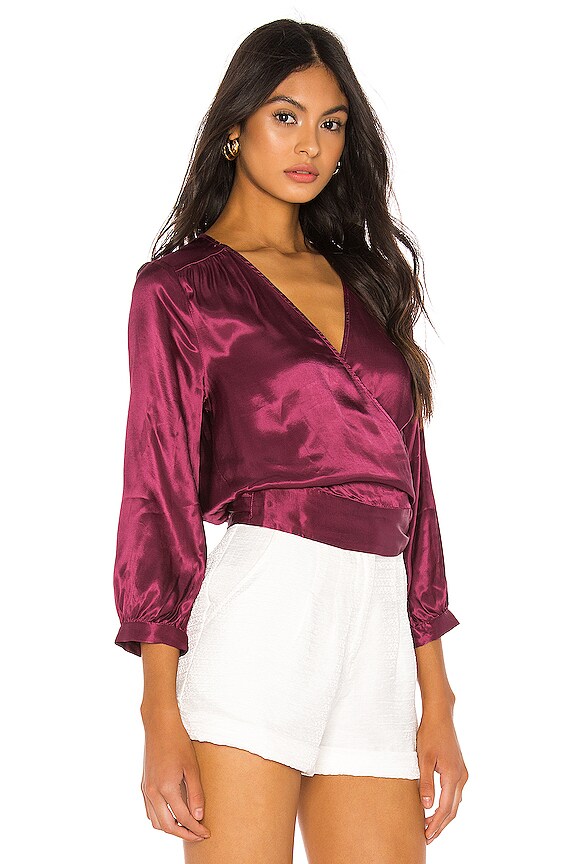 view 2 of 4 Wrap Front Blouse in Berry
