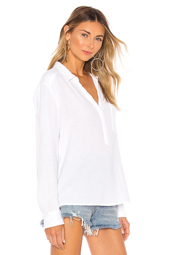 view 2 of 4 Henley Double Gauze Top in Ultra White