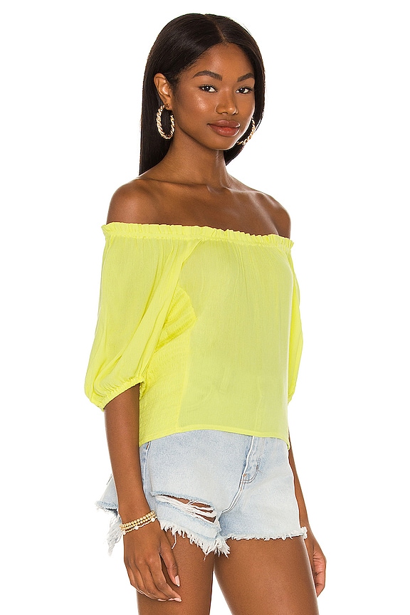 view 2 of 4 Off Shoulder Smock Blouse in Citrus Yellow