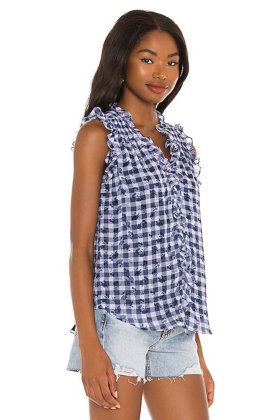 view 2 of 4 V Neck Ruffle Top in Gingham Floral