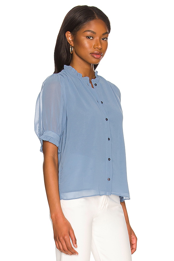 view 2 of 4 Short Sleeve Chiffon Top in Porcelain Blue