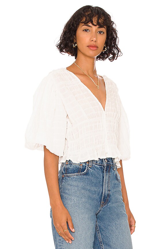 view 2 of 4 Smocked Crop Top in Ultra White