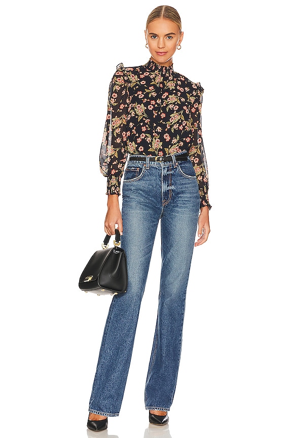 Smock Crew Neck & Hem Foil Border Top main image 1