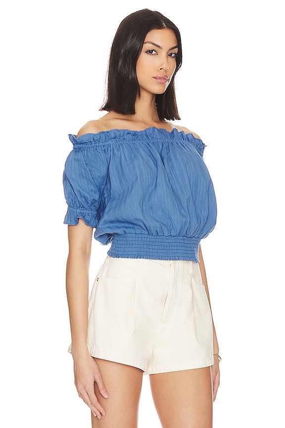 view 2 of 4 ЖАТЫЙ ТОПИК С ОТКРЫТЫМИ ПЛЕЧАМИ in Capri Blue